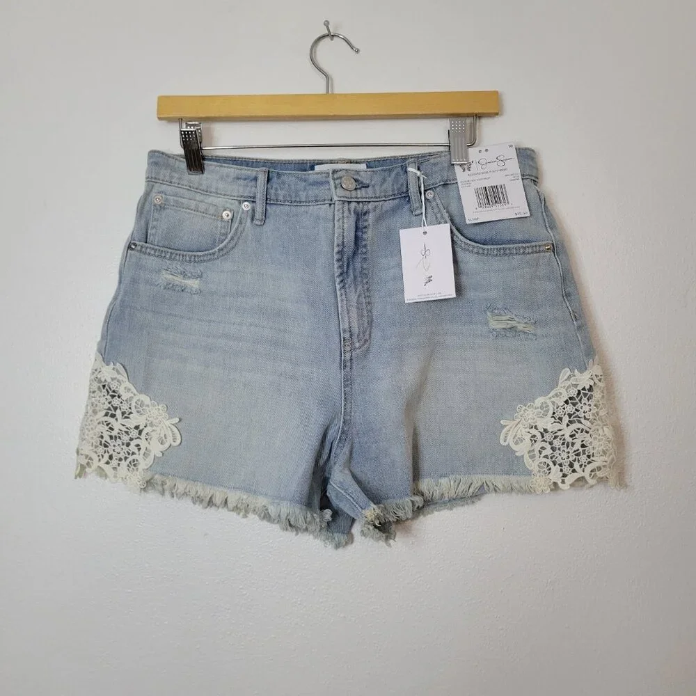 Jessica Simpson Size 10 Shorts Women's Beloved High Waist Light Wash Frayed Hem